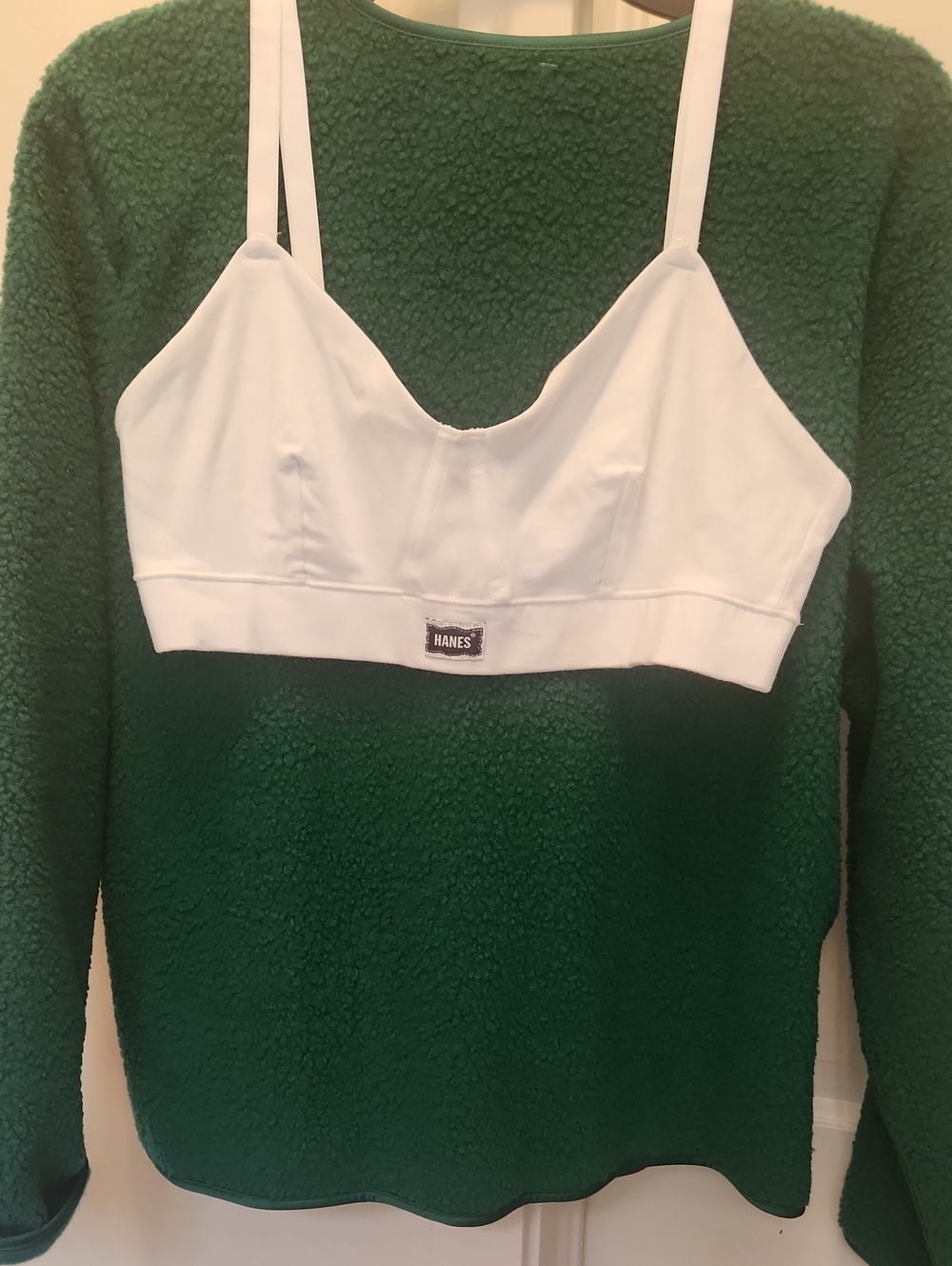 Hanes White Cotton Stretch Bralette with Thin Straps